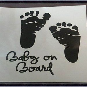 Baby On Board / Baby Feet Vehicle Sticker Black In Color